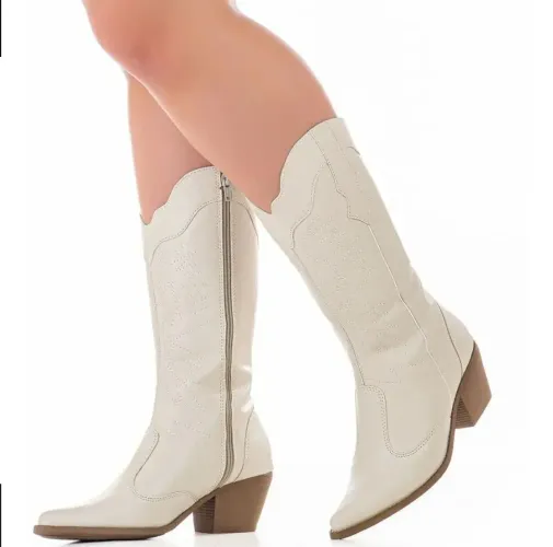 Bota Feminina Texana Country Gigil Cano Alto Bico Fino Tamanho 34