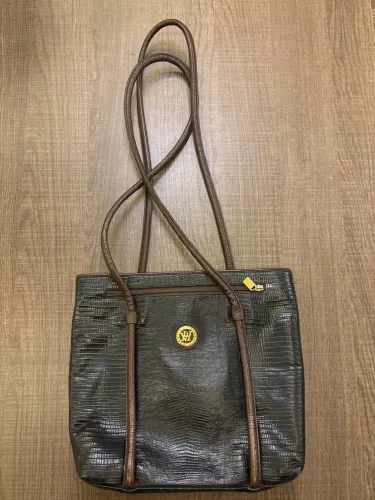 Bolsa de Couro Vitor Hugo, vintage de couro Preto e Marrom - Anos 90