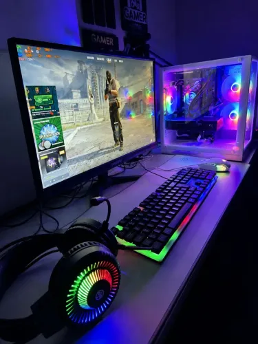 PC Gamer Completo com Monitor e Periféricos Roda CS2 GTA V Fortnite Valorant COD Warzone