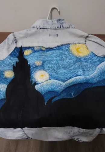 Camisa Van Gogh, pintura feita à mão, tamanho m 