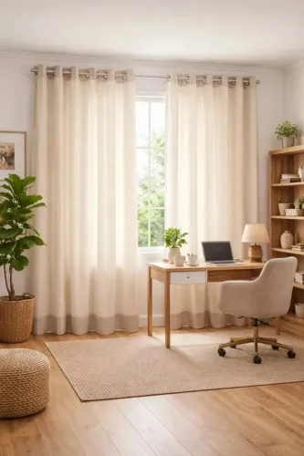 Cortina Havana Belchior 3,00 x 2,30  Lisa Areia Para Sala  Quarto