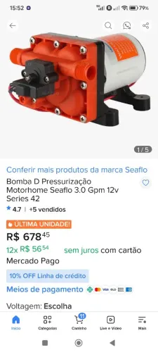 Bomba D'Água Seaflo 12 volts