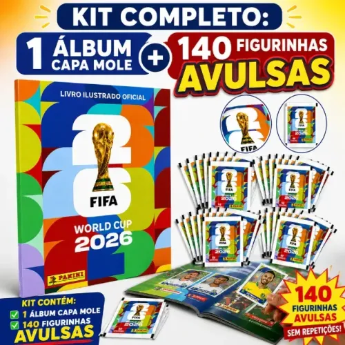 Álbum da Copa do Mundo FIFA 2026 (Capa Mole) + 140 Adesivos Individuais