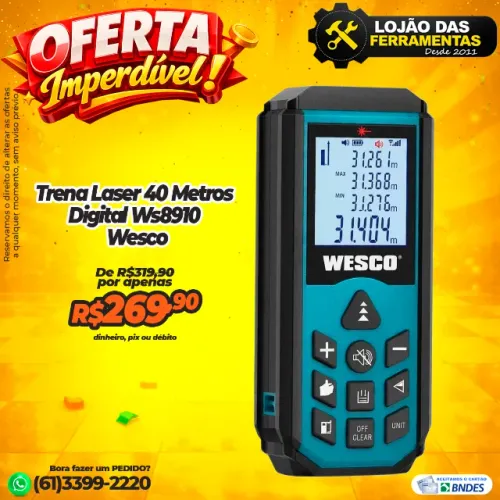 Trena Laser 40 Metros Digital Ws8910 Wesco