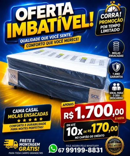 Cama casal Molas 1 ano garantia poucas em estoque
