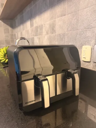 Air Fryer Mondial Dual Duplo Cesto Preto e Inox 8L com Timer