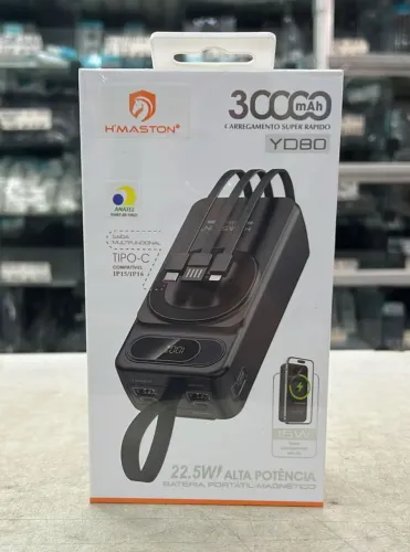 Carregador Portátil Power Bank 30000mAh YD80 Hmaston sem fio
