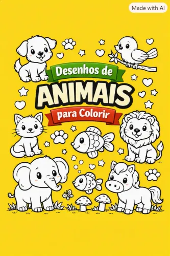 Livro Infantil de Desenhos de Animais para Colorir - PDF para Impressão