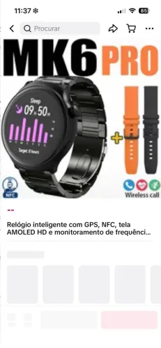 Relógio Inteligente com GPS MK6 Pro