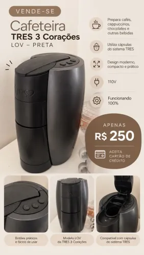 Cafeteira LOV - 3 Corações