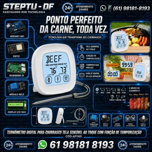 Termômetro Digital Para Churrasco Tela Sensível Ao Toque Com Função De Temporiza COD-AP160