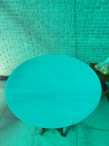 MESA EM MDF COM VIDRO OFF-WHITE