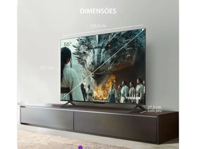 Smart TV QLED 55 4K Toshiba Google TV 3HDMI 2USB Wi-Fi