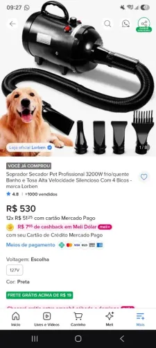 Soprador secador pet profissional 3200w frio quente
