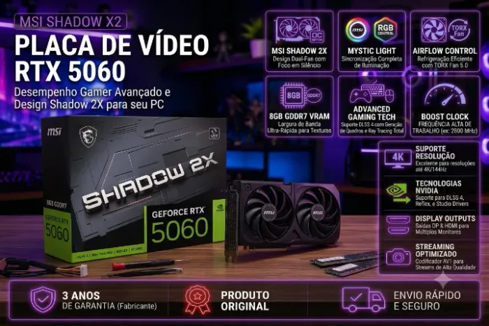 Placa de Video RTX 5060 MSI Shadow x2