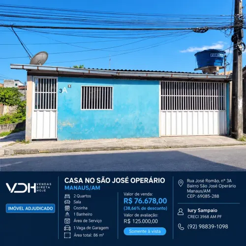 CASA NO SÃO JOSÉ OPERÁRIO  MANAUS/AM