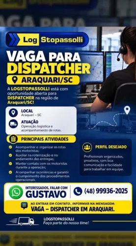 CONTRATA-SE DISPATCHER PARA ARAQUARI