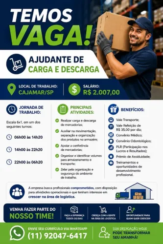 Vaga de Emprego Conferente Logístico