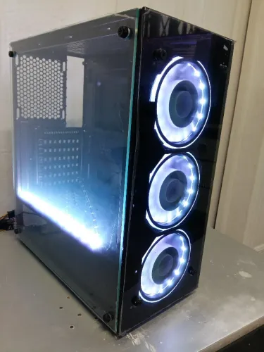 Gabinete Gamer K-Mex Atlantis IV Fan rgb lateral em vidro usb 3.0