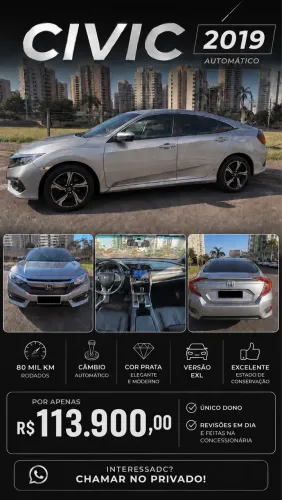 Honda Civic Sedan EXL 2.0 Flex 16V Aut.4p 2019