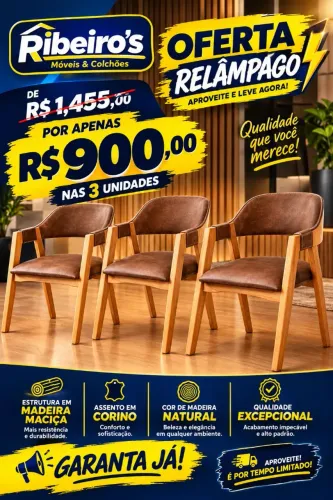 3 cadeiras de madeira, 300 cada pra sair logo, estão na caixa NOVAS