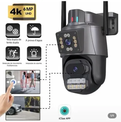 CÂMERA DE SEGURANÇA 4K 6MP WIFI - VISÃO NOTURNA + APP ICSEE 
