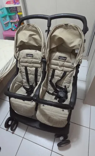 Carrinho para bebê Aria Shopper Twin Mod Beige Peg Perego - Para gêmeos