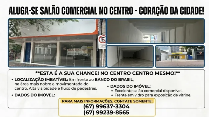 Alugo Salão comercial no centro da cidade