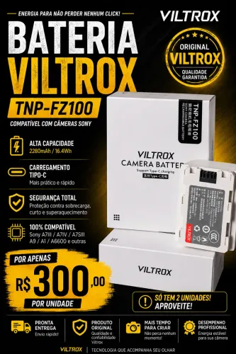 Bateria viltrox pra Sony z100 na caixa a melhor