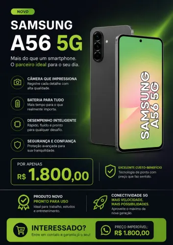 Samsung Galaxy A56 5G - 256GB | Estado de Novo | R$ 1.800