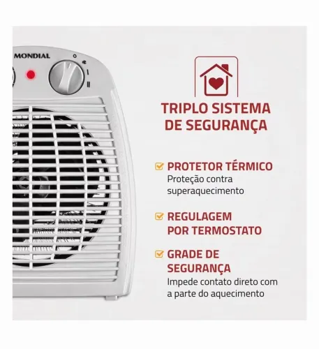 Aquecedor de Ambiente Mondial A-08 com Controle de Temperatura - Cinza - 110V
