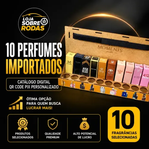 Kit Loja Sobre Rodas com 10 Perfumes Importados para Revenda