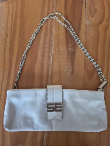 bolsa clutch smartbag couro branca