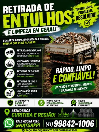 RETIRADA DE ENTULHOS E LIMPEZA EM GERAL!
