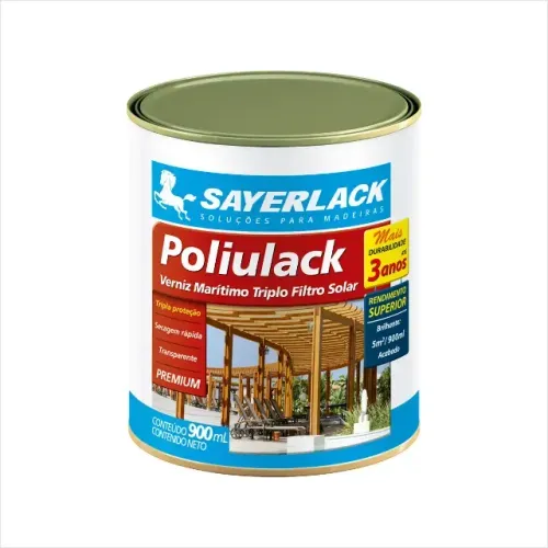Verniz Marítimo 900ml Sayerlack - Brilhante, Incolor, Secagem rápida, Tripla proteção