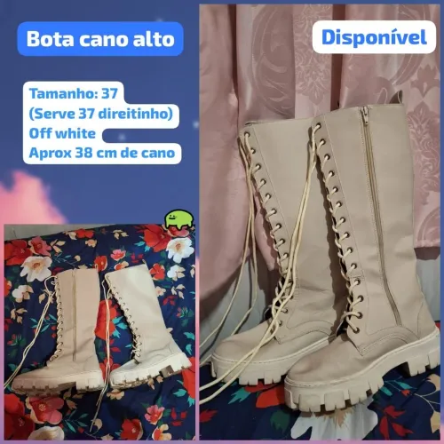 Bota cano alto off white tamanho 37