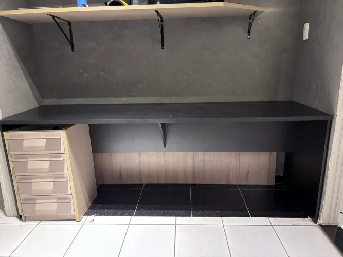 Mesa grande preta linda escritório quarto