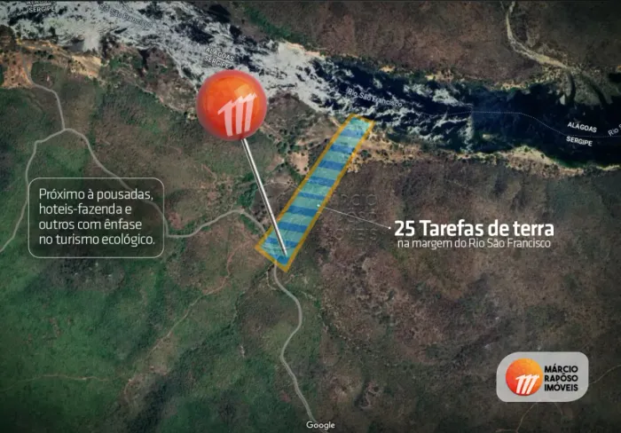 Terreno à beira do Rio São Francisco com 7,65 hectares à venda no Canindé de São Francisco