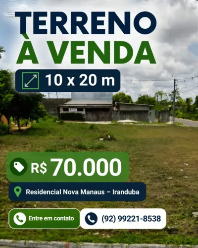 Terreno em bairro planejado, nova Manaus, venda ou troca por carro.