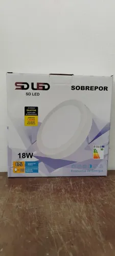 Painél LED 18W Redondo Sobrepor Branco Frio 21cm x 21cm