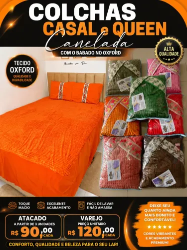 Colchas CASAL e QUEEN CANELADA COM O BABADO NO OXFORD