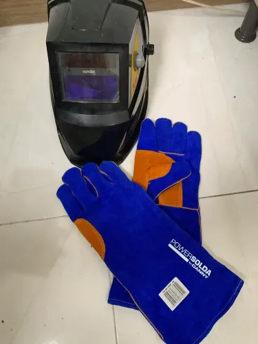 Máscara de solda com escurecimento automático e luva de Alta Fusão 