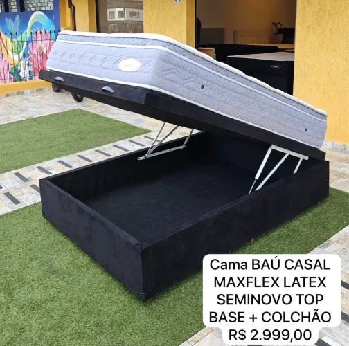 Cama baú Casal MAXFLEX LATEX SEMINOVO - ENTREGO 