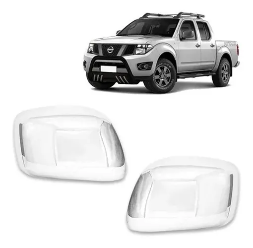 Par Aplique Capa Cromada Retrovisor Nissan Frontier 2008 à 2013