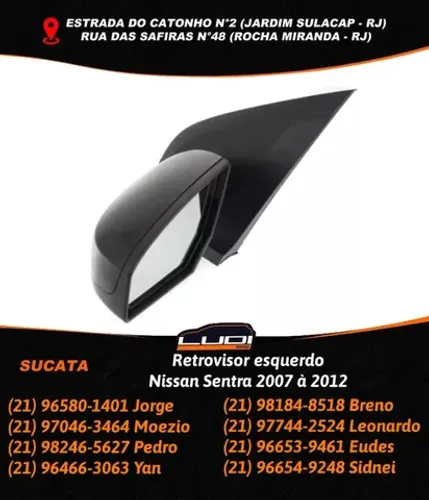 Retrovisor esquerdo Nissan Sentra 2007 à 2012
