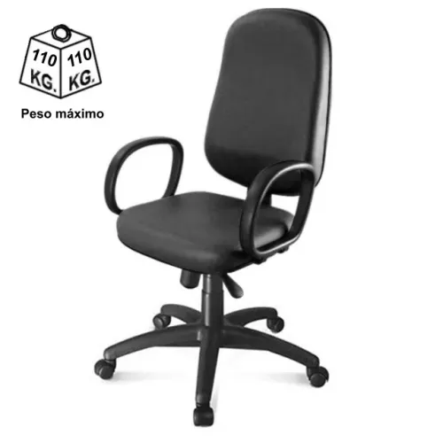 Cadeira Presidente Baixa Lisa Braço Corsa Preta Conforto Ergonômica Modelo 30101