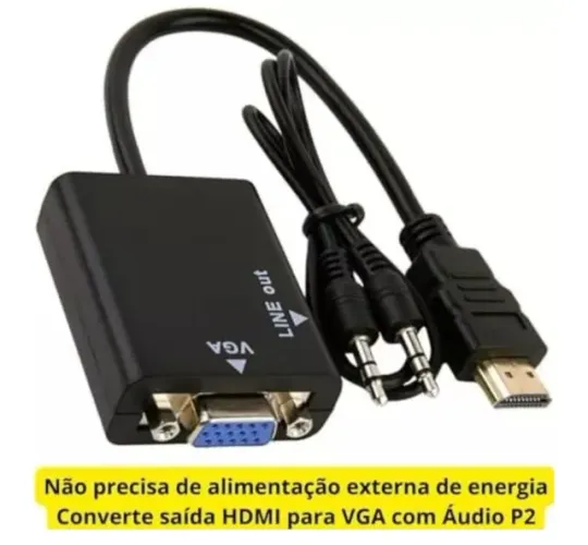 Adaptador Conversor Converte Hdmi x Vga Com Saida De Áudio