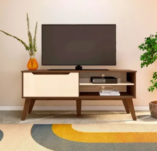 Rack para TV até 60" 134cm com Porta e Pés MDF - Fazemos Entrega