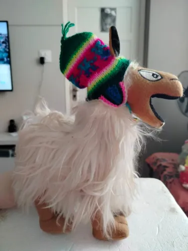 Pelúcia Lhama Louca Feita Com Pelo De Alpaca Bebê (c)