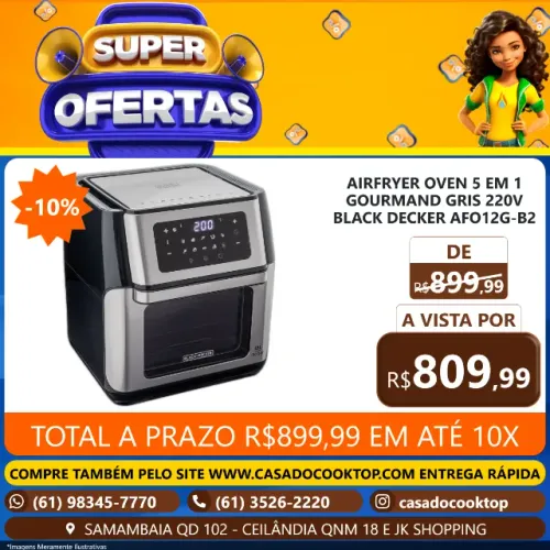 AIRFRYER OVEN 5 EM 1 GOURMAND GRIS 220V BLACK+DECKER AFO12G-B2